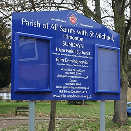Sentinel Post Mounted Sign Panel with Twin Lockable Noticeboards